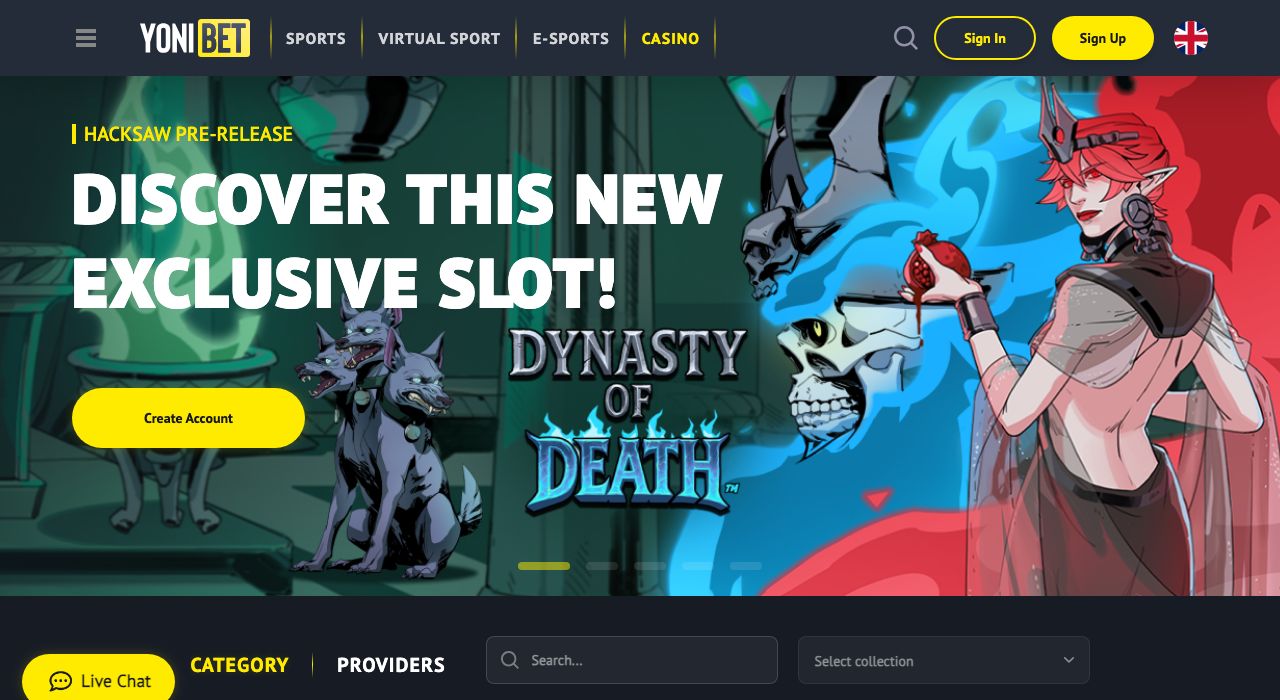 yonibet casino games selection